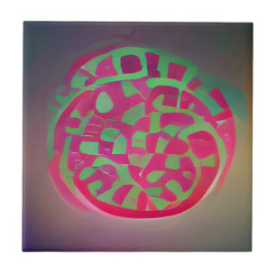 Circles watermelon green backlight abstract art tile