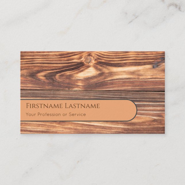 Circles with 100% natural organic wooden style business card (Front)
