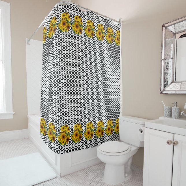 Circles With Clusters Of Black-Eyed Susans Shower Curtain (In Situ)