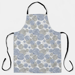 Circles with grey and blue leopard skin print apron