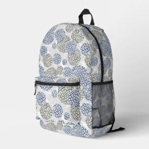 Circles with grey and blue leopard skin print printed backpack