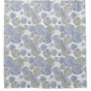 Circles with grey and blue leopard skin print shower curtain