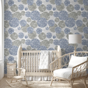 Circles with grey and blue leopard skin print wallpaper