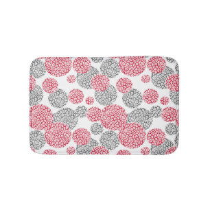 Circles with grey and red leopard skin print Bath Mat