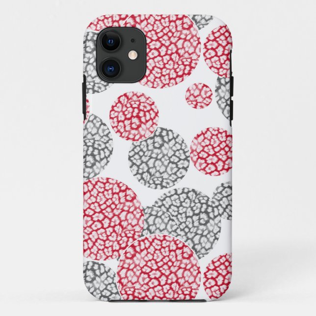  Circles with grey and red leopard skin print  Case-Mate iPhone Case (Back)