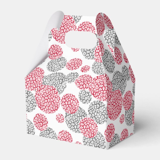  Circles with grey and red leopard skin print  Favour Box (Back Side)