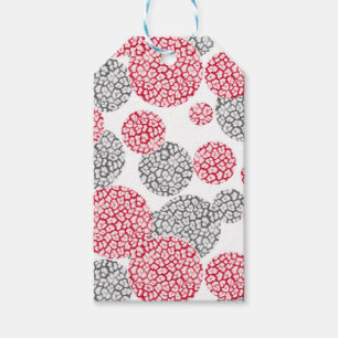 Circles with grey and red leopard skin print Gift Tags