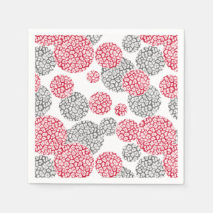 Circles with grey and red leopard skin print Napkin