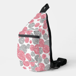 Circles with grey and red leopard skin print Sling Bag