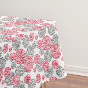 Circles with grey and red leopard skin print Tablecloth