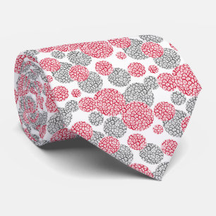Circles with grey and red leopard skin print  Tie