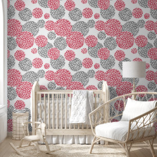  Circles with grey and red leopard skin print  Wallpaper