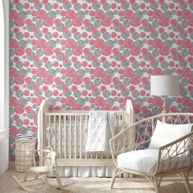  Circles with grey and red leopard skin print  Wallpaper (Kids)
