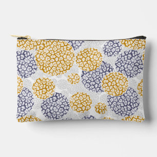 Circles with yellow and blue leopard skin print accessory pouch