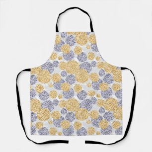 Circles with yellow and blue leopard skin print  apron