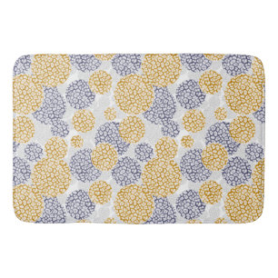 Circles with yellow and blue leopard skin print  bath mat