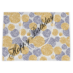 Circles with yellow and blue leopard skin print  large gift bag