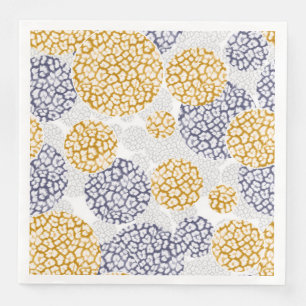 Circles with yellow and blue leopard skin print  napkin