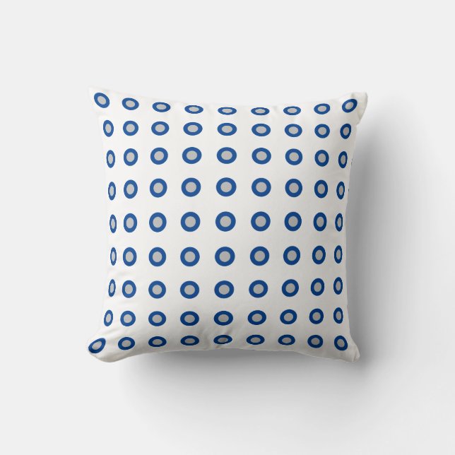 Circles Yellow Blue Polka Dots Pattern White 2021 Cushion (Front)