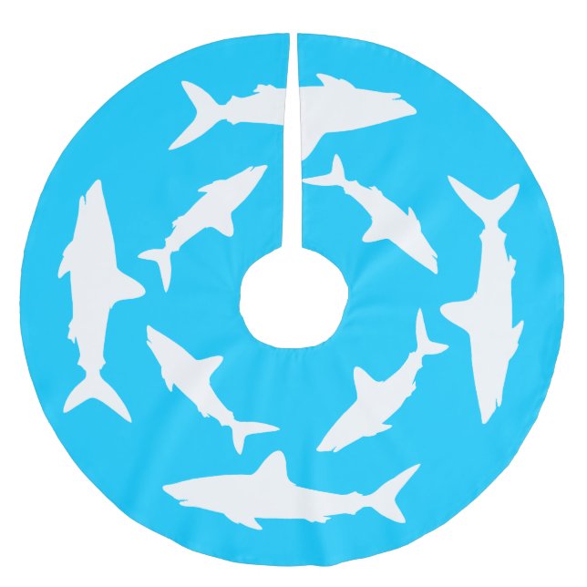 Circling White Sharks Brushed Polyester Tree Skirt (Front)