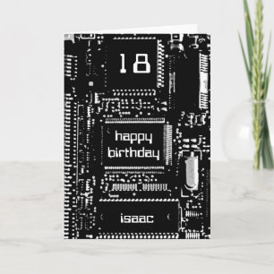 Circuit B&W 'Age and Name' birthday card