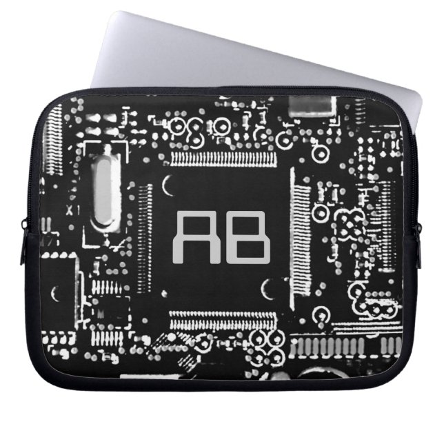 Circuit Black & White 2 monogram laptop sleeve 10" (Front)