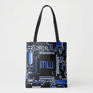 Circuit Blue 2 Monogram all over tote bag