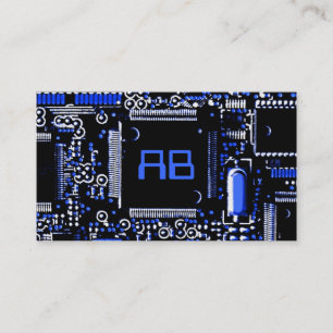 Circuit Blue 2 'monogram business card blue