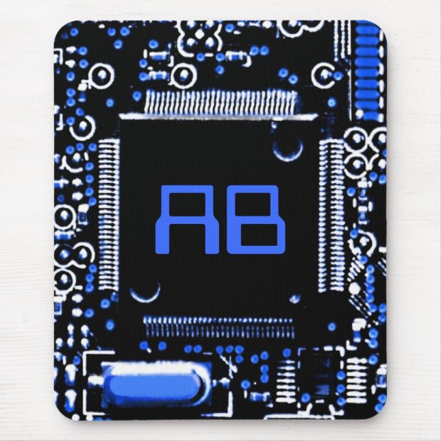Circuit Blue 2 monogram mouspad Mouse Mat (Front)