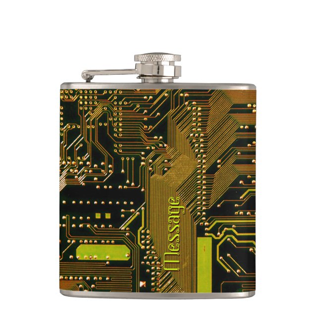 Circuit Board 1 Wrapped Flask (Front)