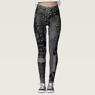 Circuit board #2 (black and White) Leggings