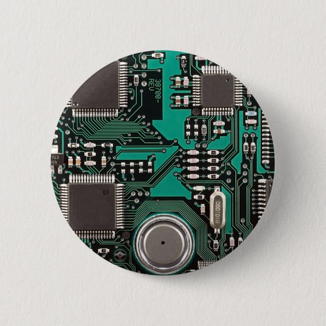 Circuit board 6 cm round badge (Front)