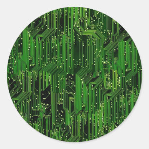 Circuit board background classic round sticker