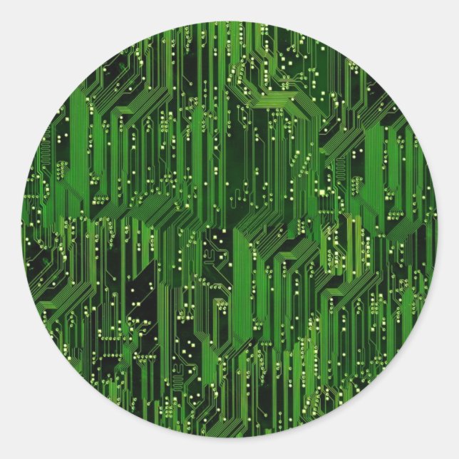 Circuit board background classic round sticker (Front)