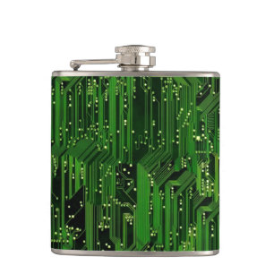 Circuit board background hip flask