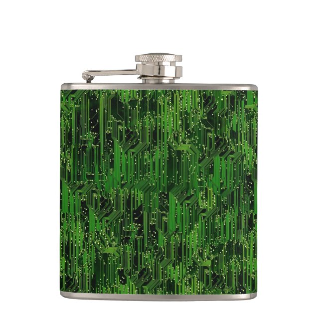 Circuit board background hip flask (Front)