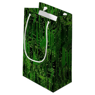 Circuit board background small gift bag