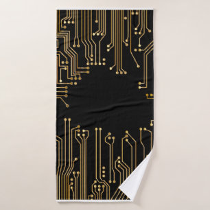 Circuit board background wallpaper bath towel
