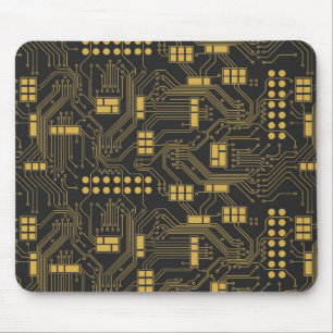Circuit board - Black and Gold Mouse Mat