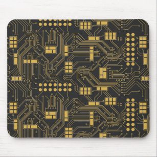 Circuit board - Black and Gold Mouse Mat
