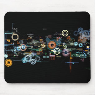 Circuit Board - Black Mouse Mat