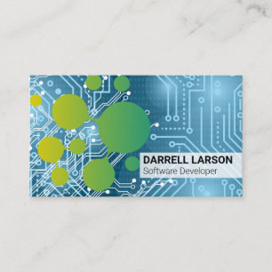 Circuit Board   Blue Lights Tech   Engineer Business Card