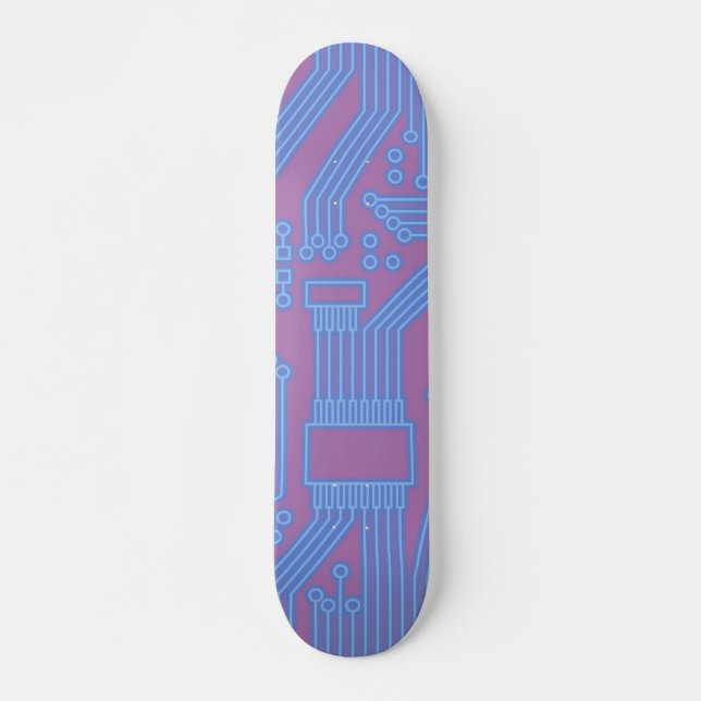 Circuit Board Blue  Skateboard (Front)