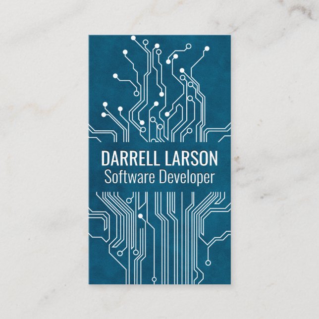 Circuit Board Blue Texture Background Business Card (Front)