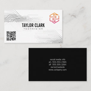 Circuit Board Component Tech Logo   QR Code Business Card