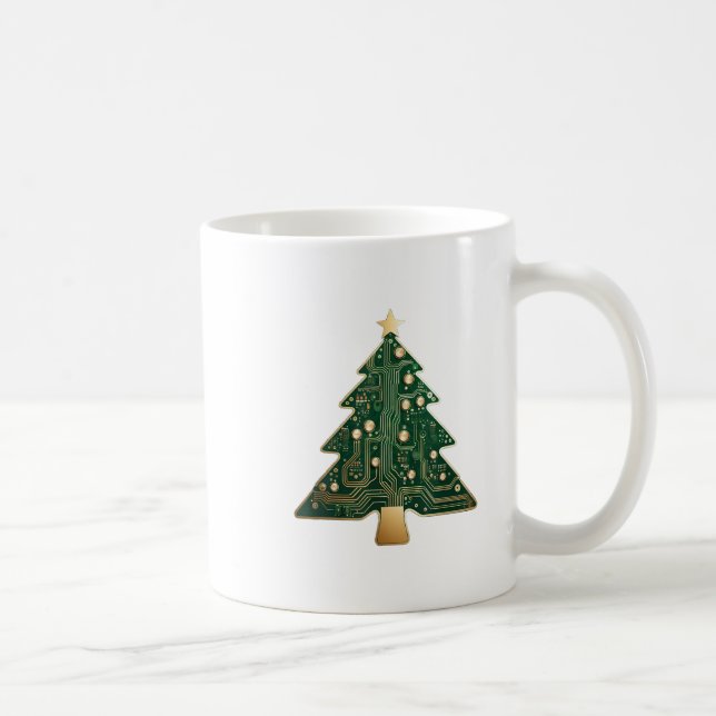 Circuit Board Computer Tech Christmas Tree  Coffee Mug (Right)