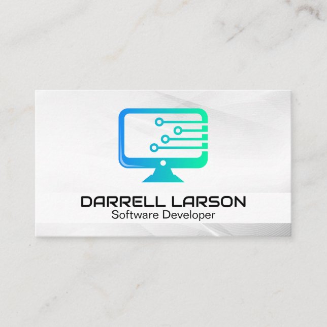 Circuit Board | Computer Technology Logo Business Card (Front)
