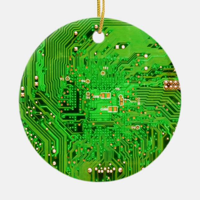 Circuit Board Design Ceramic Tree Decoration (Front)