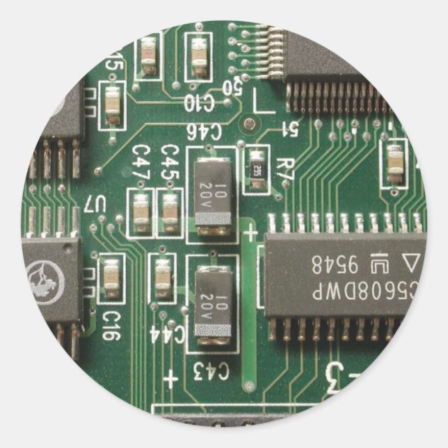 Circuit Board Design Classic Round Sticker (Front)