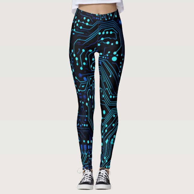 Circuit Board design illustration Cushion Leggings (Front)